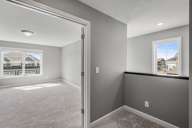 3485 109th Ln NE, Blaine, MN 55449 - hall with a textured ceiling, carpet flooring, plenty of natural light, and baseboards