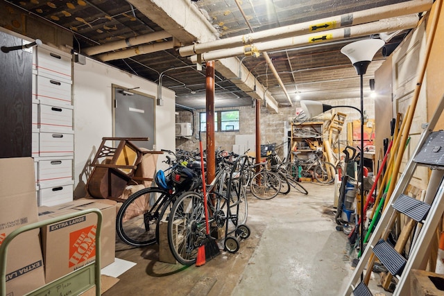 basement featuring concrete block wall