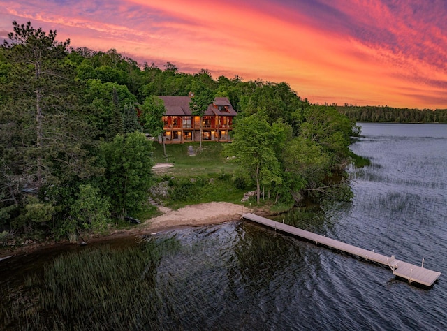 exterior space featuring a water view