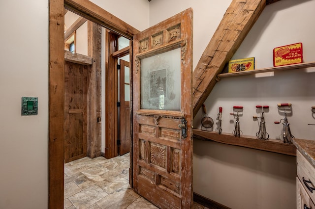 interior space with stone finish floor