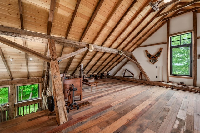 view of unfinished attic