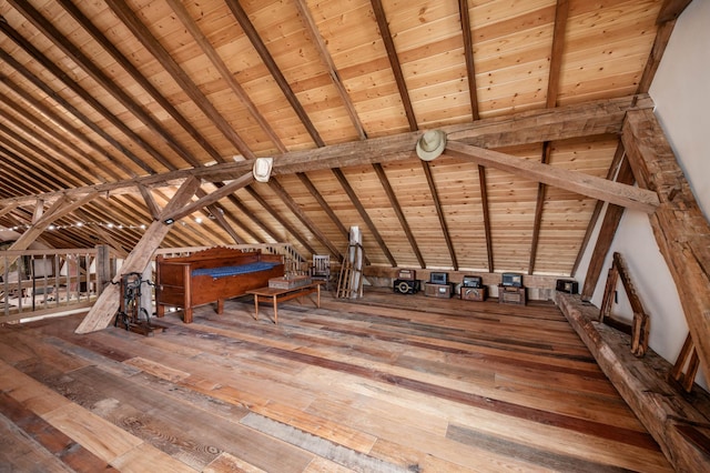 view of unfinished attic