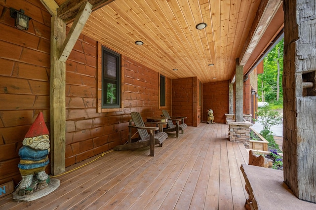 deck featuring covered porch