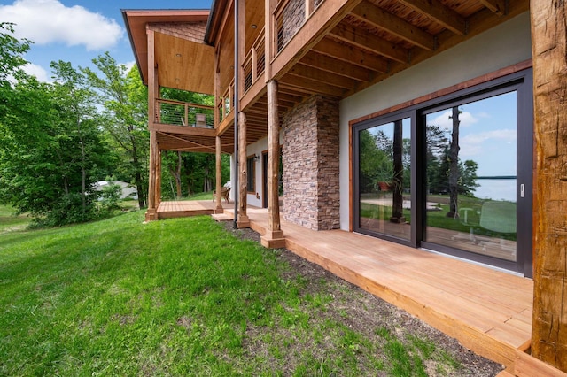 view of yard featuring a deck