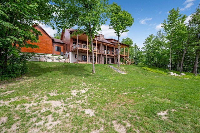 view of yard featuring a deck