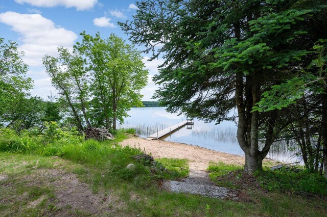 property view of water with a boat dock