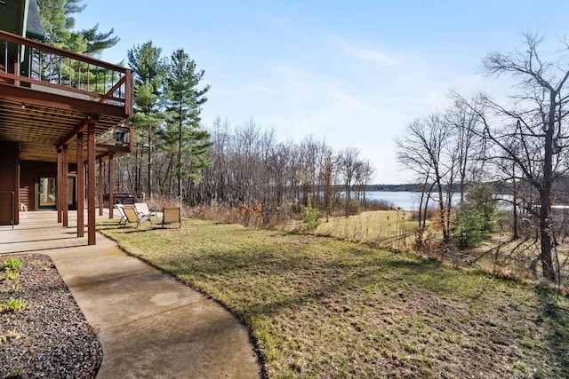 7251 County Rd B, Siren Twp, WI 54872 - view of yard featuring a deck with water view