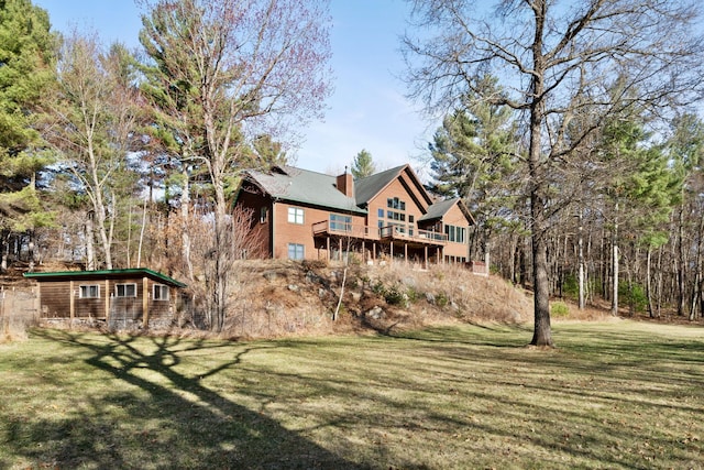 7251 County Rd B, Siren Twp, WI 54872 - view of yard featuring a wooden deck and an outdoor structure
