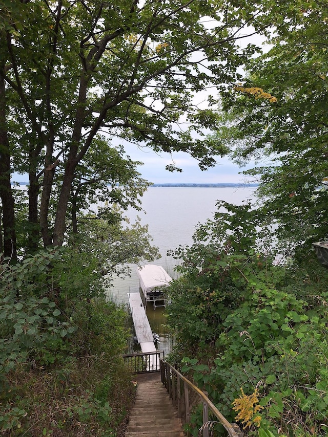 view of dock featuring a water view