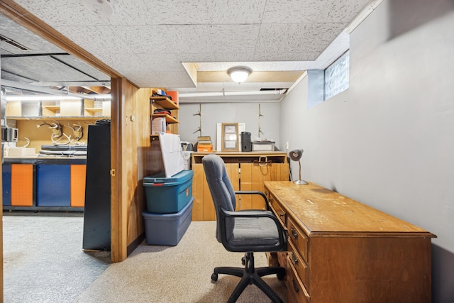 view of carpeted office space