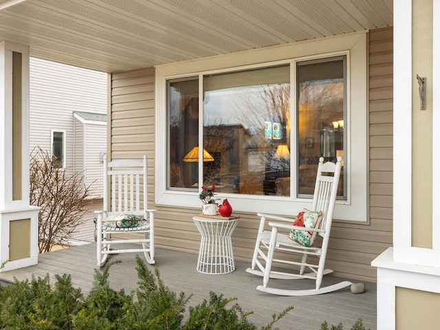 deck with covered porch