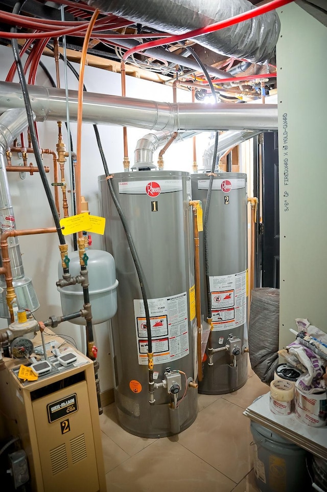 utilities featuring a heating unit and water heater