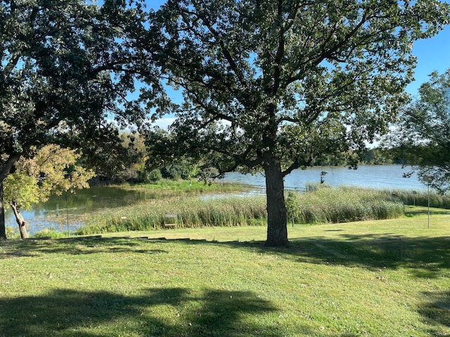 view of yard with a water view