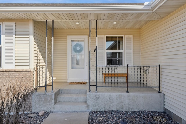 doorway to property with a porch