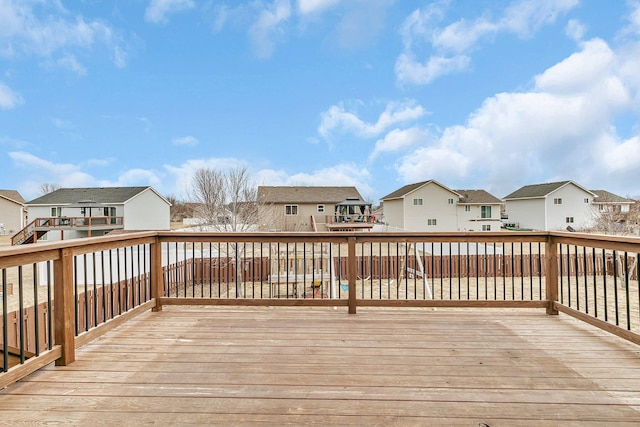 deck with a residential view