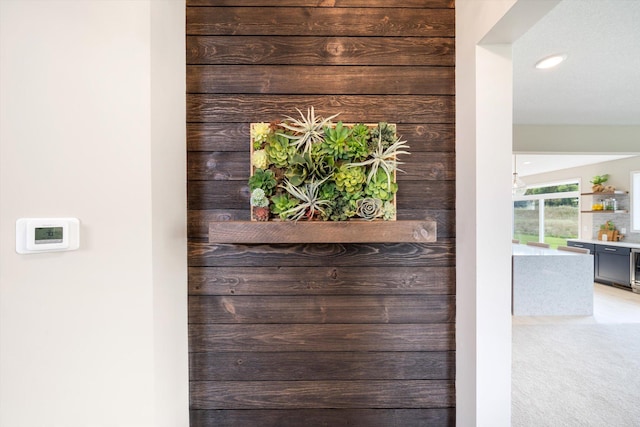 room details with carpet floors and recessed lighting