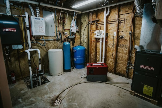 utility room featuring heating unit