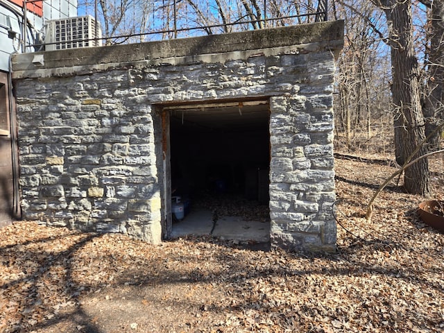 view of storm shelter featuring an outdoor structure