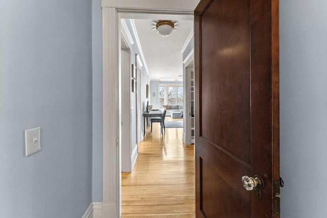 hallway featuring light wood-type flooring