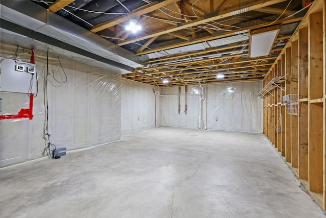 view of unfinished basement