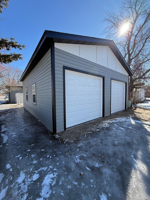 view of detached garage