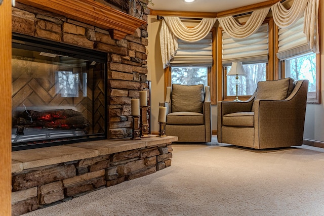 view of carpeted living area