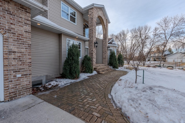 view of yard covered in snow