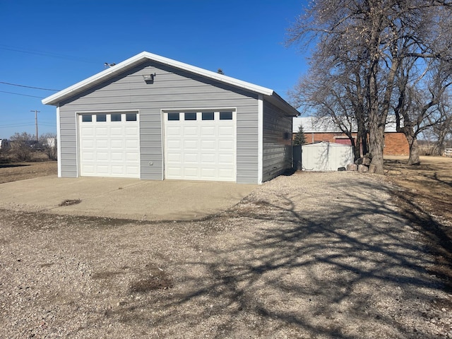 view of detached garage