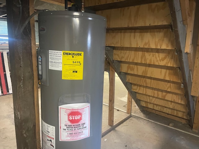 utility room with water heater