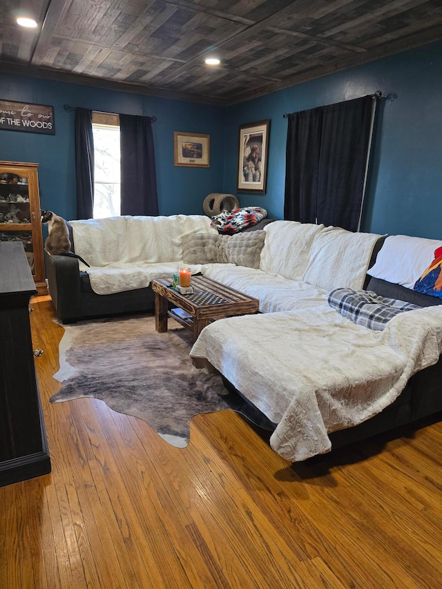 living room with hardwood / wood-style flooring