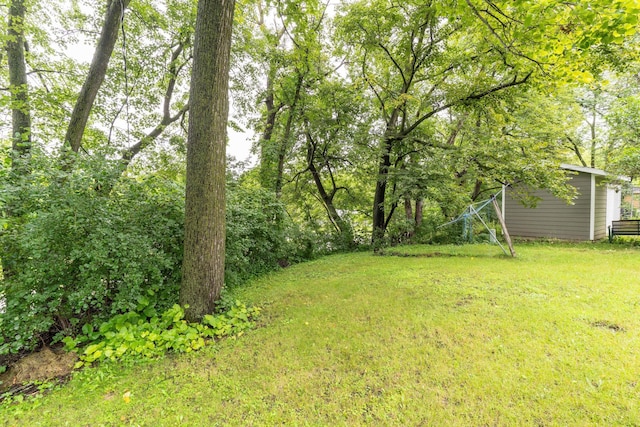 view of yard with an outbuilding