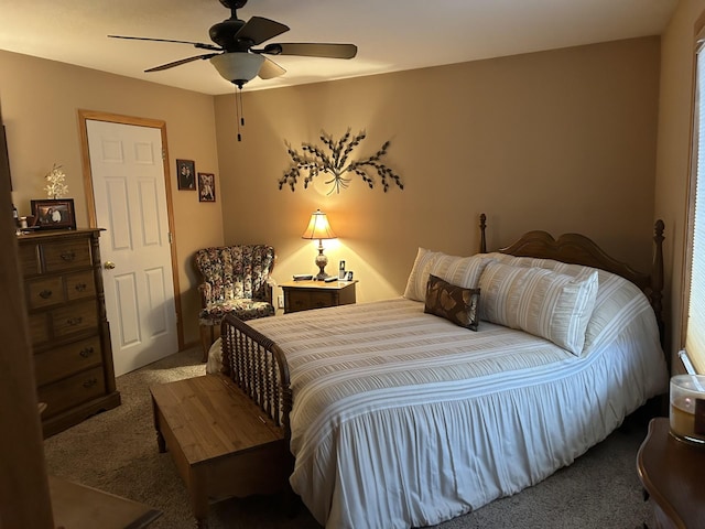 bedroom with carpet flooring and ceiling fan