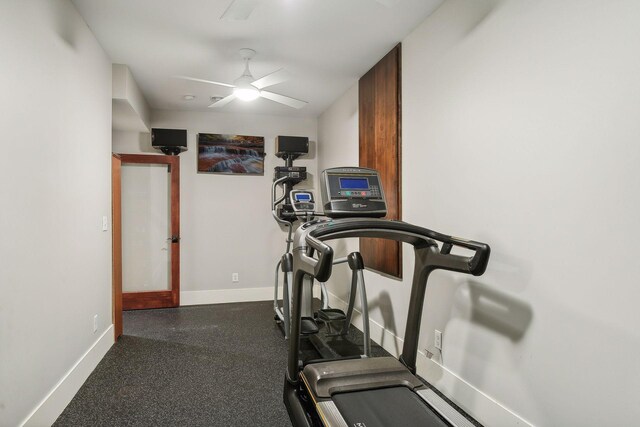 4015 Wood End Dr, Edina, MN 55424 - workout area featuring baseboards and a ceiling fan