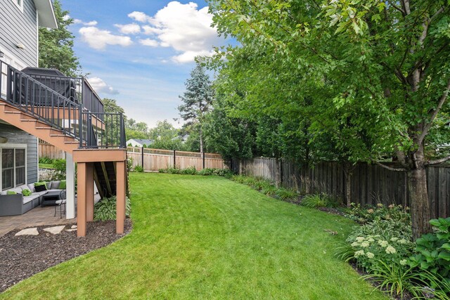 4015 Wood End Dr, Edina, MN 55424 - view of yard featuring an outdoor hangout area, stairway, and a patio area