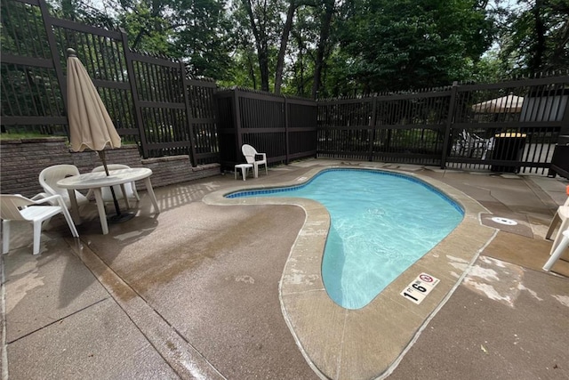 community pool featuring a patio and fence