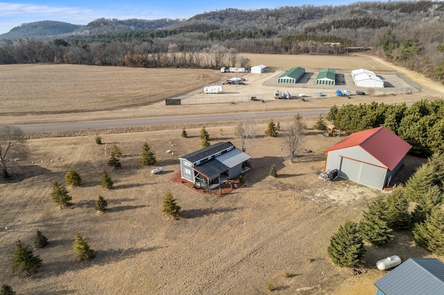 bird's eye view with a mountain view and a rural view