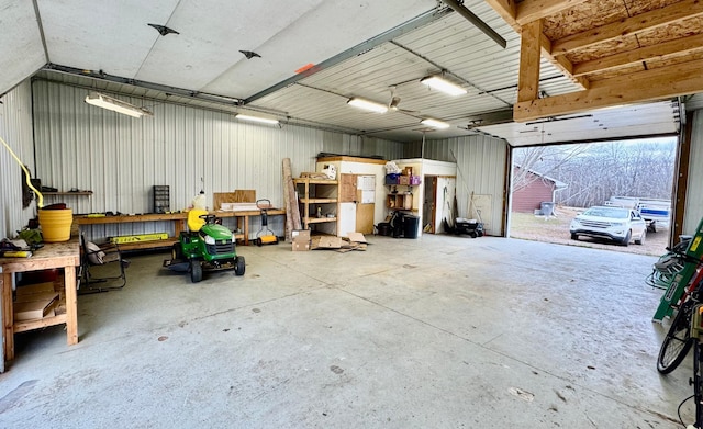 garage featuring metal wall