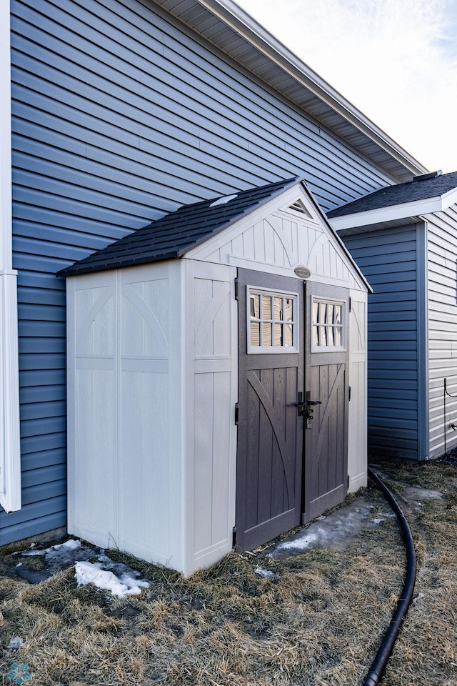 view of shed