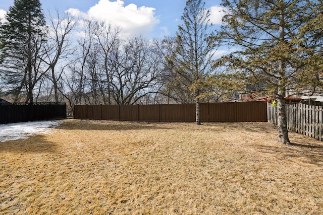 view of yard with fence