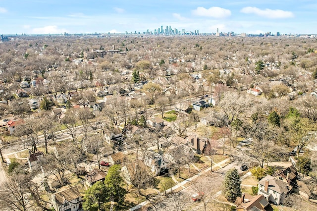 bird's eye view with a city view