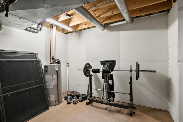 workout area with gas water heater