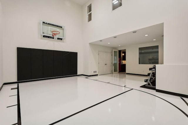 view of basketball court featuring basketball hoop