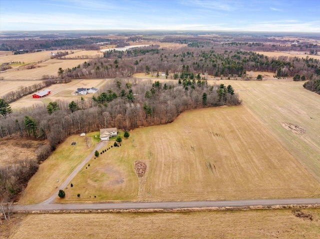 aerial view with a rural view