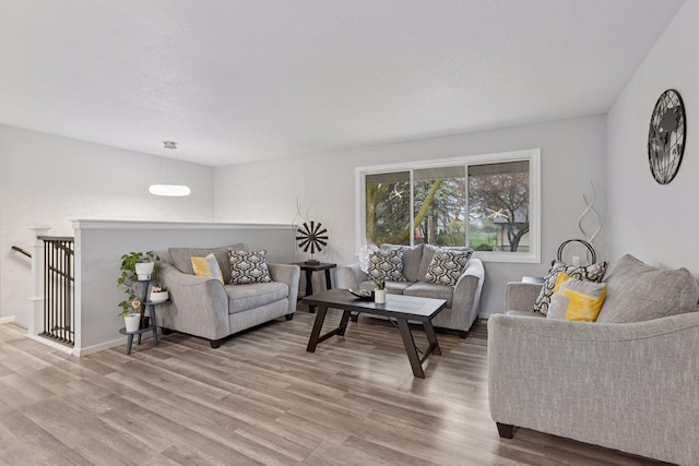 living area featuring light wood-style floors