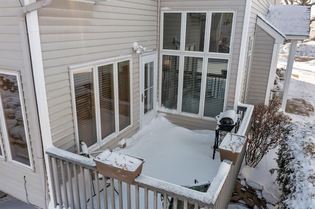 view of snow covered patio