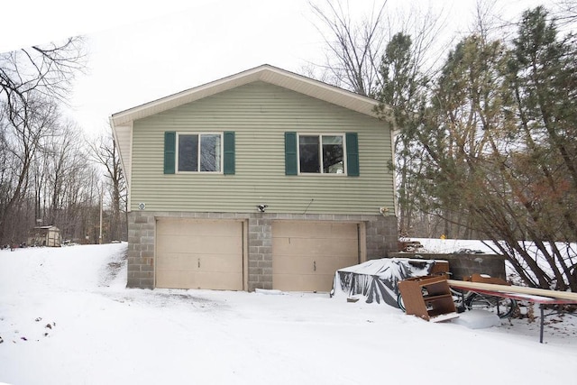 exterior space with a garage