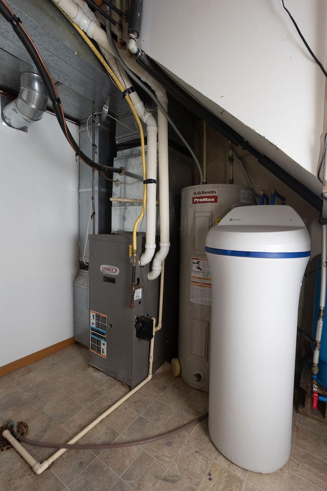 utility room with water heater