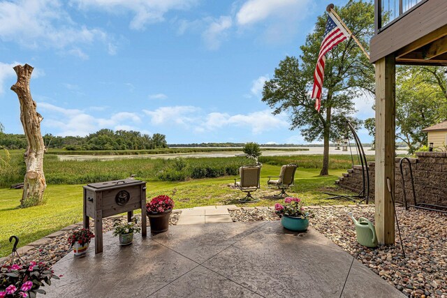 view of patio / terrace featuring a rural view