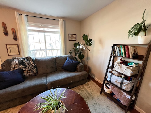 living area with baseboards