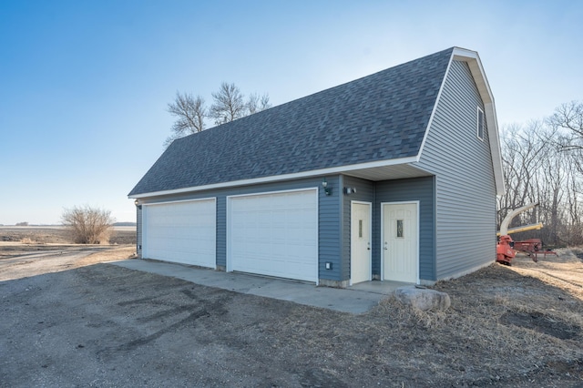 view of detached garage